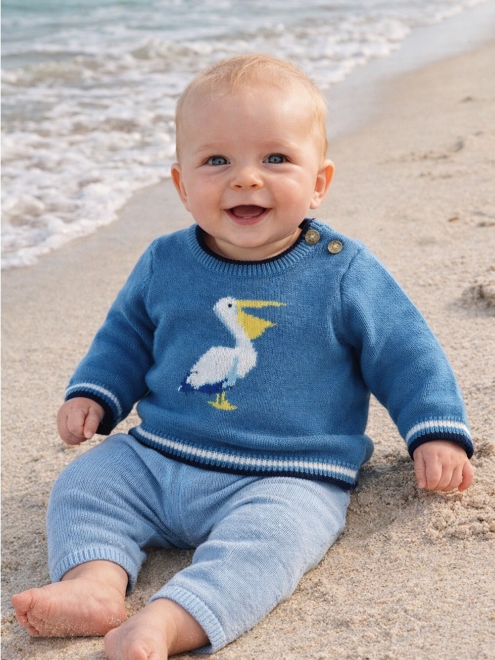 Janie and Jack Baby Boy Sweater 0–3M Blue Pelican Knit NWT Nautical